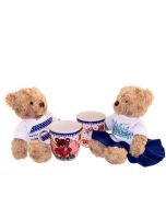 Teddy Bear Collection” Gift Set - 2 Plush Teddy Bears with 0.35 L “Lotus Flower” Mugs